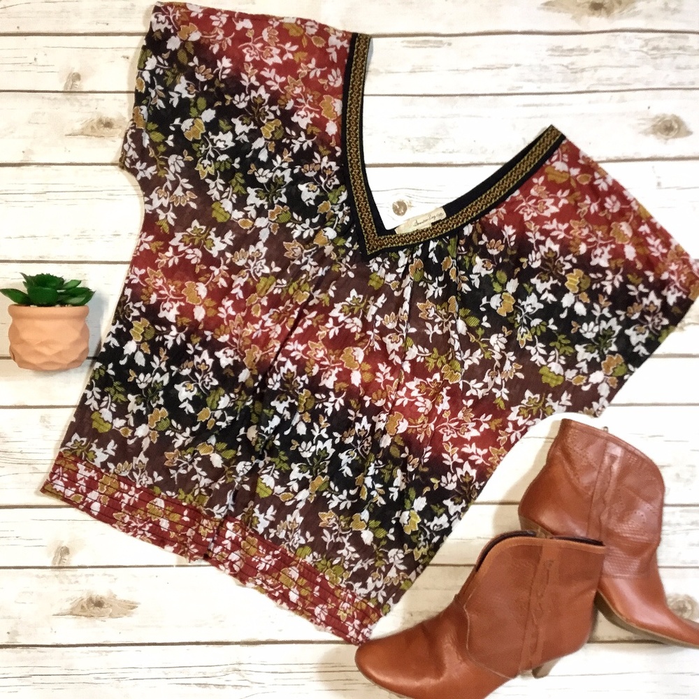 American Rag BOHO Festival V-Neck Blouse Top